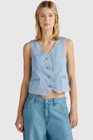 Benetton Gilet En Chambray