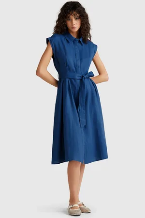 Benetton Robe Chemise Pur Lin