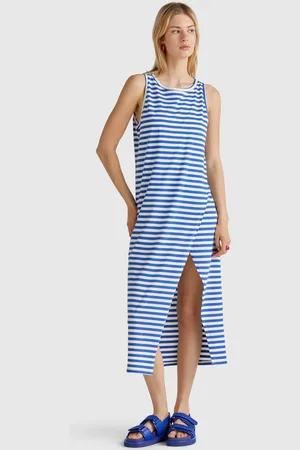 Benetton Robe Rayée Avec Fente