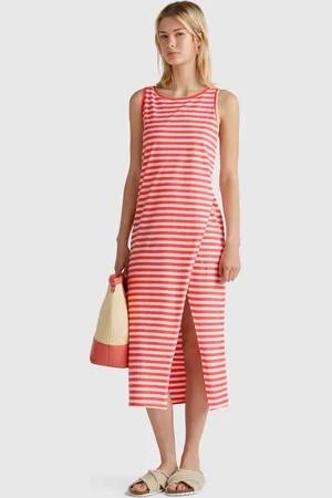 Benetton Robe Rayée Avec Fente