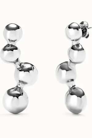 UNO de 50 Boucles d’oreille plaquées argent et quatre boules en forme de bulles