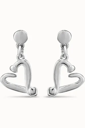 UNO de 50 Boucles d’oreilles plaquées argent en forme de cœur clouté