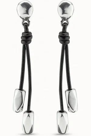 UNO de 50 Boucles d’oreilles longues plaquées argent avec perle