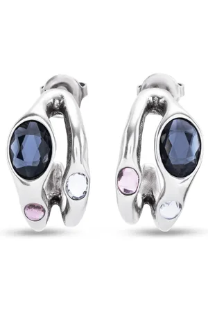UNO de 50 Boucles d’oreilles plaquées argent avec cristal noir