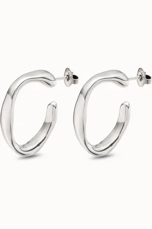 UNO de 50 Boucles d’oreilles plaquées argent en forme d’anneaux larges