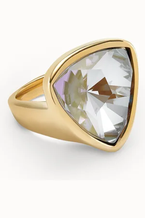 UNO de 50 Bague plaquée or 18 carats avec cristal multicolore de forme triangulaire