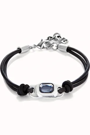 UNO de 50 Bracelet en cuir plaqué argent avec cristal