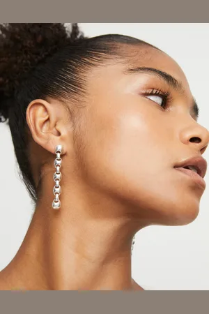 UNO de 50 Boucles d’oreille longues plaquées argent à maillons en forme de boules