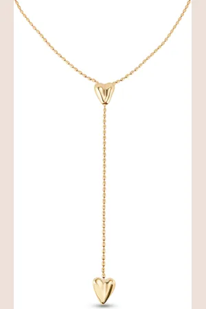 UNO de 50 Chaîne plaquée or 18 carats avec deux cœurs, dont un réglable au centre.