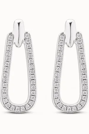 UNO de 50 Boucles d’oreilles plaquées argent en forme de maillon et avec topazes