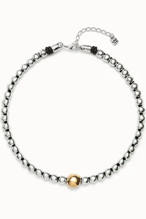 UNO de 50 Collier à billes plaqué or 18 carats avec une boule grande au centre