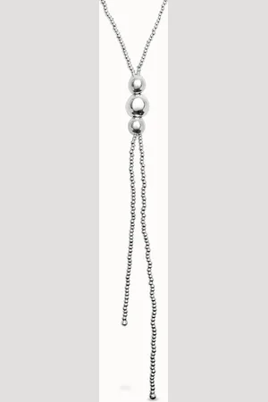 UNO de 50 Collier long à billes plaqué argent avec trois boules de plus grande taille