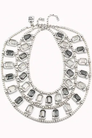 UNO de 50 Collier long plaqué argent avec cristal