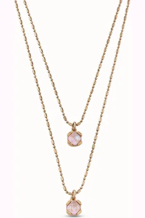 UNO de 50 Collier pink plaqué or 18 carats avec deux cristaux roses