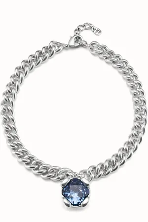 UNO de 50 Collier plaqué argent avec cristaux bleus