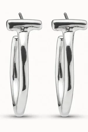 UNO de 50 Boucles d’oreilles rondes plaquées argent