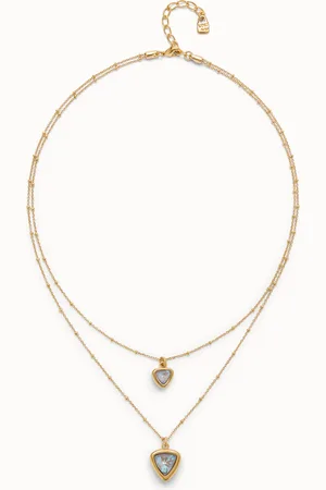 UNO de 50 Collier plaqué or 18 carats avec double chaîne et triangles en cristal