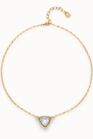 UNO de 50 Collier plaqué or 18 carats avec maillons et un triangle avec un cristal multicolore au centre