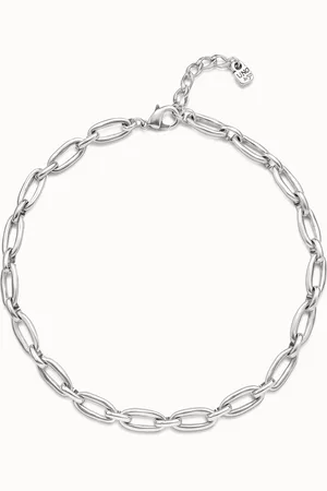 UNO de 50 Collier court plaqué argent avec maillons ovales moyens