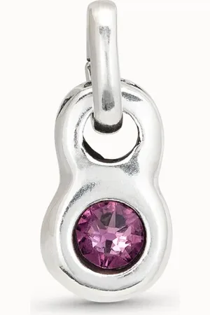 UNO de 50 Charme plaqué argent en forme arrondie et un cristal rose