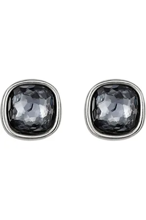 UNO de 50 Boucles d’oreilles plaquées argent en forme de boîtier et cristal gris