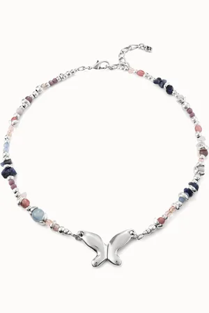 UNO de 50 Collier plaqué argent avec cristaux artisanaux multicolores