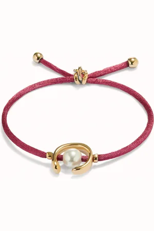 UNO de 50 Bracelet en fil mauve avec perle de coquillage plaquée or 18 carats.