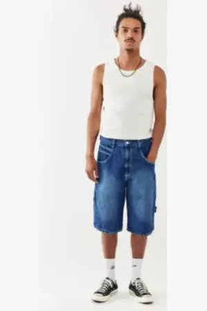BDG Short carpenter oversize indigo délavé en