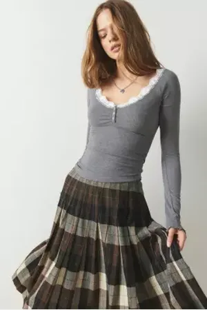 Out From Under Haut Henley Diana à Bordure en Dentelle en