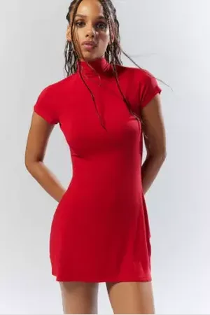 Silence + Noise Gigi Mock Neck Mini Dress en