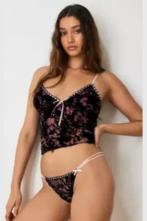 Out From Under Thong en dentelle à imprimé floral Mindy en
