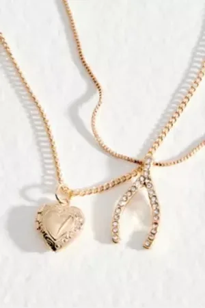 Silence + Noise Collier 2-Pack Wishbone et Locket en