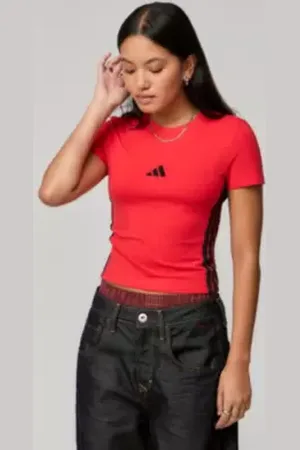 adidas T-shirt bébé à 3 bandes rouges