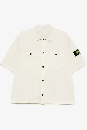 Stone Island Oveshirt à manches courtes sable avec logo Compass L Homme