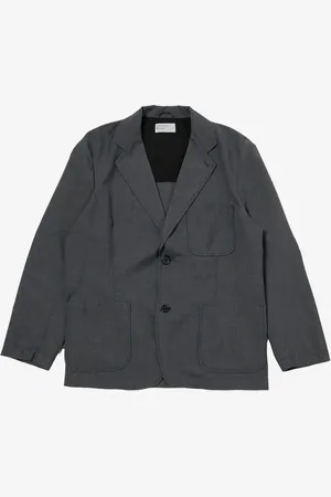 Universal Works Veste grise mélangée à deux boutons Tropical Suit M Homme