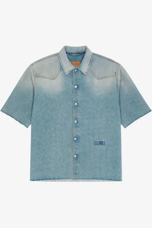 Maison Margiela Chemise en denim à manches courtes et bords bruts 48 IT