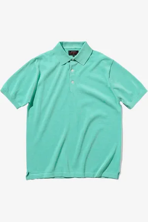 Beams Polo tricoté turquoise 12g M Homme