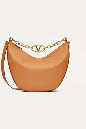 VALENTINO GARAVANI SAC HOBO MOYEN VLOGO MOON EN CUIR DE VEAU GRAINÉ AVEC CHAÎNE Femme UNI
