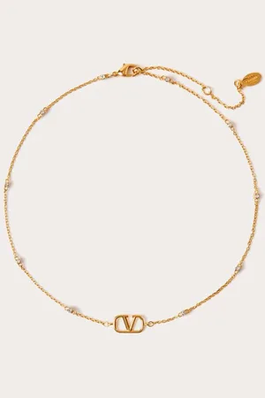 VALENTINO GARAVANI COLLIER MINI VLOGO SIGNATURE EN MÉTAL AVEC CRISTAUX SWAROVSKI® Femme UNI