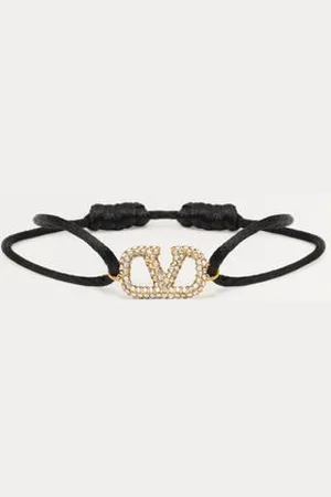 VALENTINO GARAVANI BRACELET VLOGO SIGNATURE EN COTON ET CRISTAUX SWAROVSKI® Femme / UNI