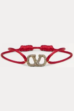 VALENTINO GARAVANI BRACELET VLOGO SIGNATURE EN COTON ET CRISTAUX SWAROVSKI® Femme / UNI