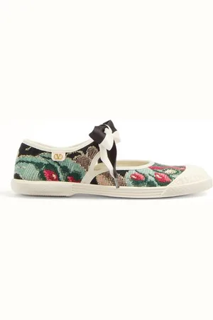 VALENTINO GARAVANI BASKETS BALLERINES BAY BY BAY EN TISSU JACQUARD AVEC BRODERIE FLORALE Femme / / 35.5