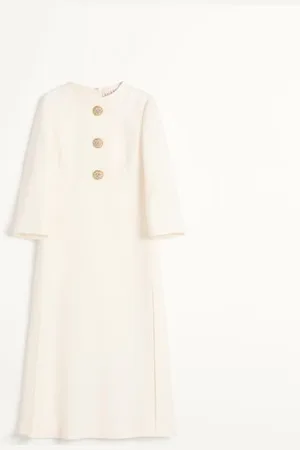 VALENTINO ROBE MI-LONGUE EN CRÊPE COUTURE Femme 36