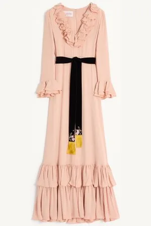 VALENTINO ROBE LONGUE EN GEORGETTE BRODÉE Femme 36