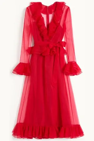 VALENTINO ROBE MI-LONGUE EN ORGANZA Femme 36