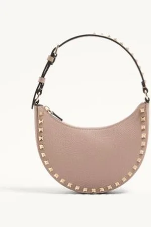 VALENTINO GARAVANI MINI SAC HOBO ROCKSTUD EN CUIR DE VEAU GRAINÉ Femme UNI