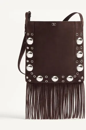 VALENTINO GARAVANI SAC PORTÉ ÉPAULE GARAVANI NELLCÔTE EN DAIM AVEC FRANGES Femme UNI