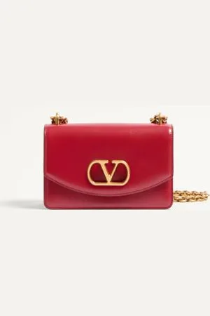 VALENTINO GARAVANI PETIT SAC PORTÉ ÉPAULE GARAVANI VAIN EN CUIR DE VEAU BRILLANT Femme UNI