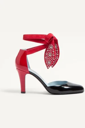 VALENTINO GARAVANI ESCARPINS FOLIEFOLIAGE EN CUIR DE VEAU ABRASÉ 85 MM Femme / 35.5