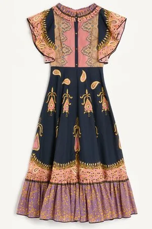 VALENTINO ROBE MI-LONGUE EN MUSSOLA COTONE MIX STAMPE Femme / 36